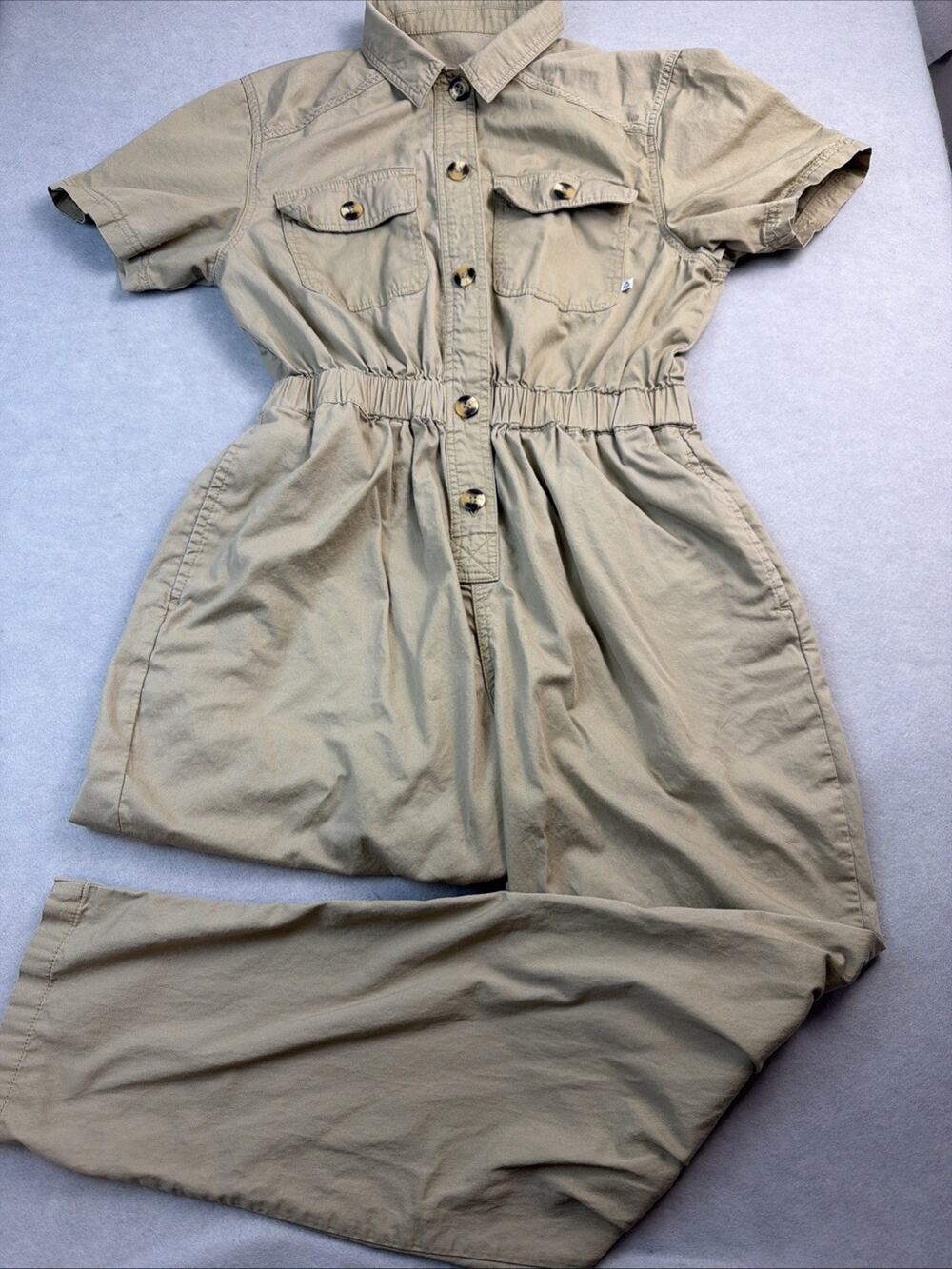 Passenger Womens Collar Unility Jumpsuit in Beige Size Small Camping Cargo Work